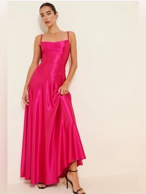 cowl neck sheer hem dress mare mare Mare Mare Kassidy Cowl-Neck Stretch Sequin Maxi Dress